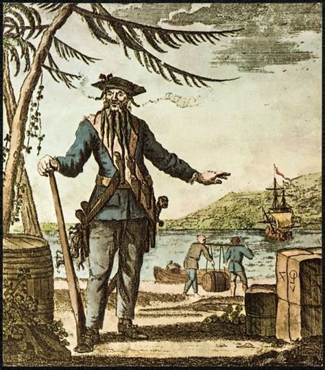 Blackbeard Hand Colored Engraving C 1736 Famous Pirates Pirate