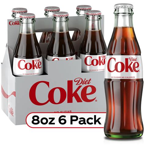 Diet Coke Soda Pop 8 Fl Oz 6 Pack Glass Bottles