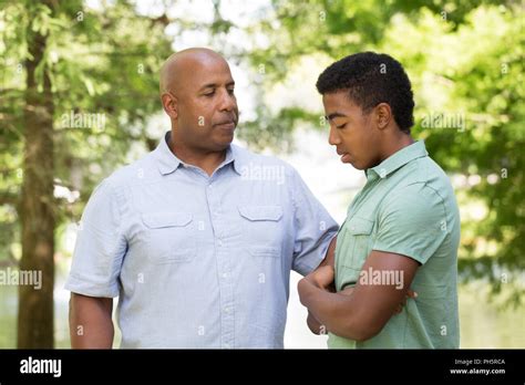 Father And Son Having A Serious Conversation Stock Photo Alamy