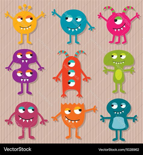 Friendly Monsters Set Royalty Free Vector Image
