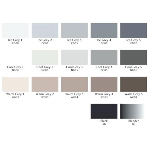 Color Chart Shades Of Grey