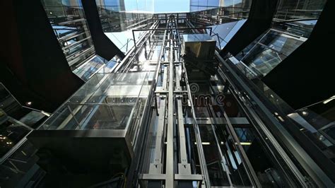 Glass Elevators Outside The Skyscraper Building Business Architecture