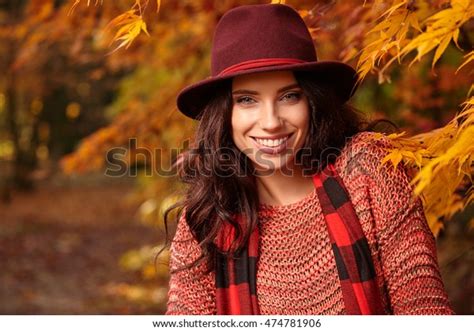 Beautiful Elegant Woman Standing Park Autumn Stock Photo Edit Now