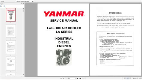 Yanmar Industrial Diesel L40 L100 Air Cooled La Series Service Manual