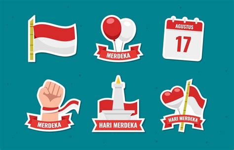 Indonesia Independence Day Sticker Set 7919472 Vector Art At Vecteezy