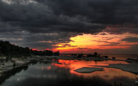 Wallpaper Sunlight Landscape Sunset Sea Lake Nature Reflection