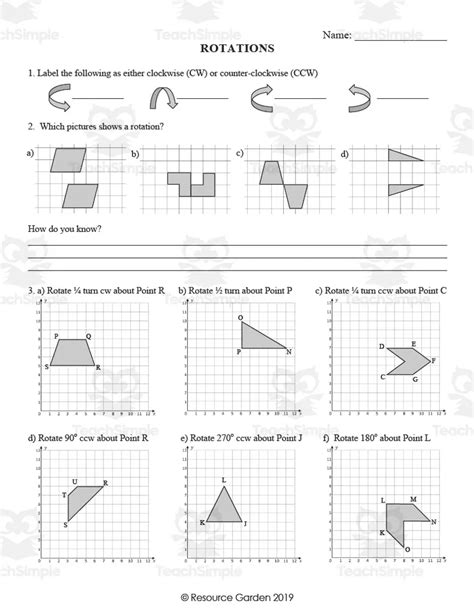 Rotations And Transformations Worksheet Set By Teach Simple