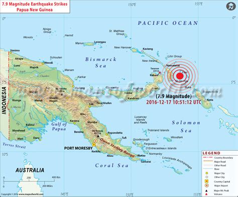 Papua New Guinea Earthquake Map Area Affected By Earthquake In Papua