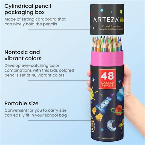 Arteza Kids Colored Triangular Pencils Metallic And Neon Colors Set