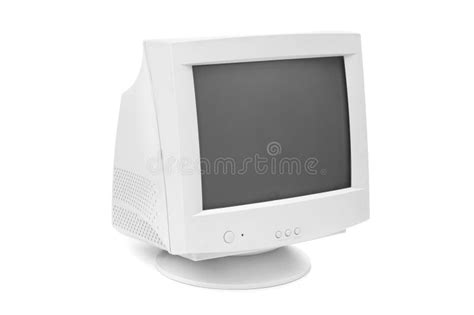 Old Pc Crt Monitor Screen Isolated White Stock Photos Free And Royalty