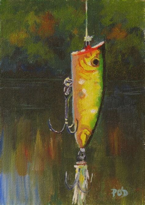 Acrylic Painting 5x7 Fishing Lure Fishing Art