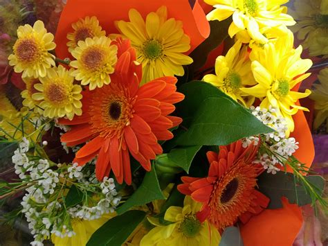 Orange And Yellow Flowers Bouquet Close Up Picture Free Photograph