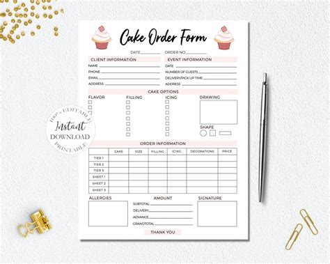 Editable Order Form Template Simple Order Form Custom Order Form