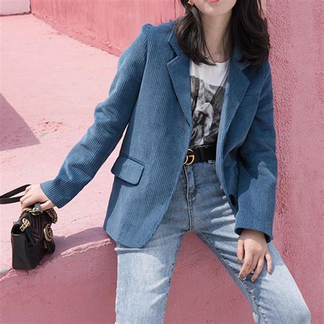 itgirl shop aesthetic clothing vintage corduroy brown blue blazer