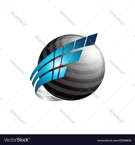 Abstract 3d Sphere Logo With Blue And Black Color Vector Image