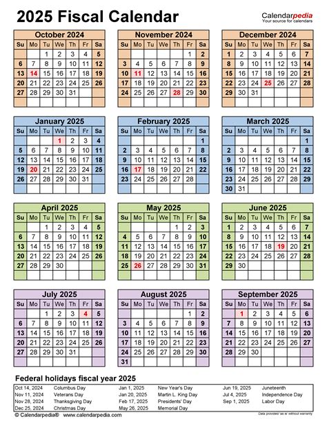 Fiscal Calendars 2025 Free Printable Pdf Templates