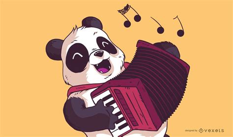 Panda Play Accordion Illustration Vector Download