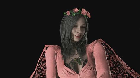 cassandra dimitrescu pink dress human face with crown sit animation model viewer resident evil 8