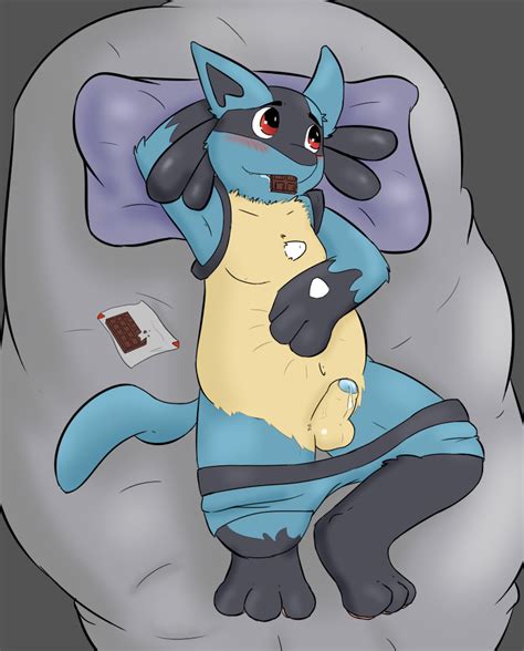 Rule 34 Blush Chocolate Color Cum Feral Fur Lucario Lying Male Male Only On Back Penis Pokemon