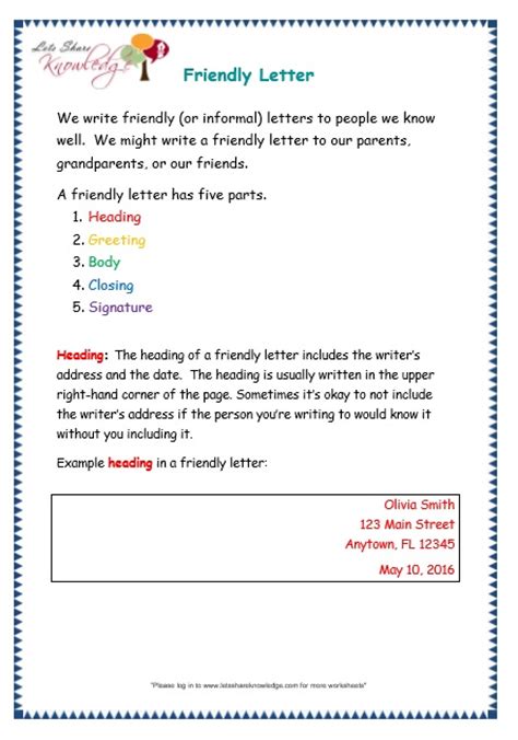Identify and write about one specific topics. Grade 3 Grammar Topic 44: Letters Worksheets - Lets Share ...