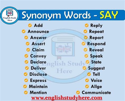 Say Synonyms Words English Study Here Good Vocabulary Words