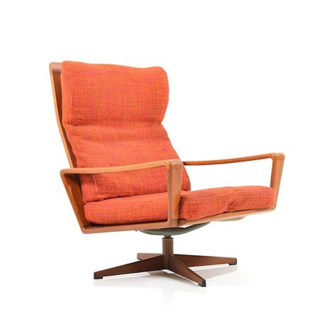 Arne Wahl Iversen Swivel Lounge Chair By Komfort Denmark 1960s 61952