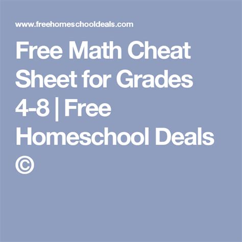 Free Math Cheat Sheet For Grades 4 8 Free Homeschool Deals © Math