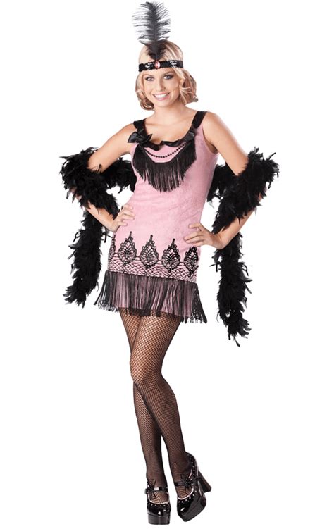 womens pink flirty flapper costume