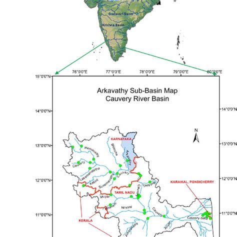 Location Map Of Cauvery River Basin And Arkavathy Subbasin Along With