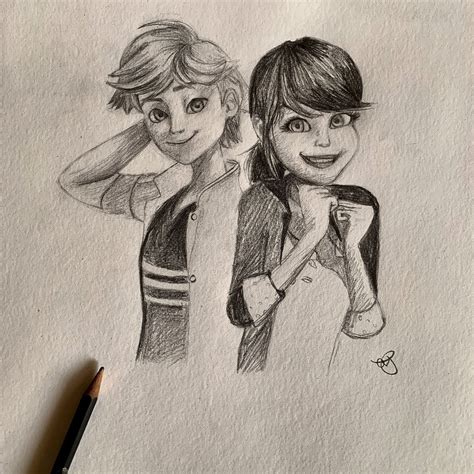 Adrien And Marinette Drawing From Miraculous Ladybug Miraculous