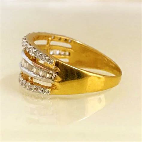 Fine Jewelry 18 Kt Real Solid Yellow Gold Ring Hallmark Etsy