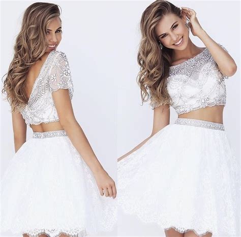 Short White Two Piece Prom Dress White Short Dress Dresses Piece