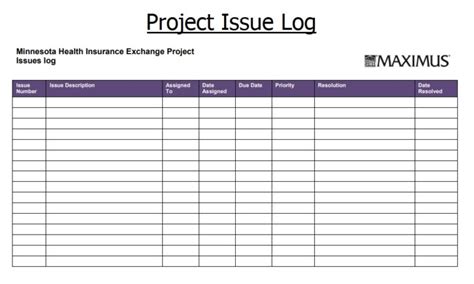 Project Issues Log Templates 6 Free Printable Word Excel And Pdf