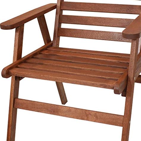 Sunnydaze Meranti Wood Outdoor Dining Arm Chair With Teak Oil Finish