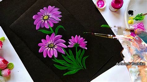 Easy Flower Painting Tutorial Very Simple Acrylic Flower Painting For
