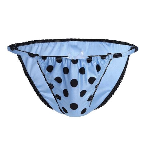 Intimates Sleep Blue Thong G String W Lime Green Front Different