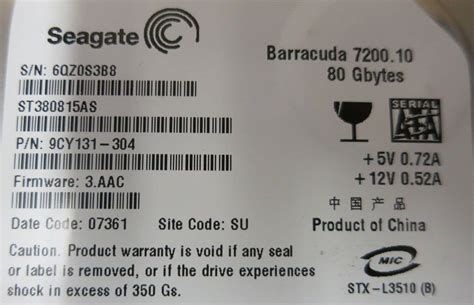 Seagate St380815as Barracuda 7200 10 80gb 7200rpm 8mb 3 5 Intermal