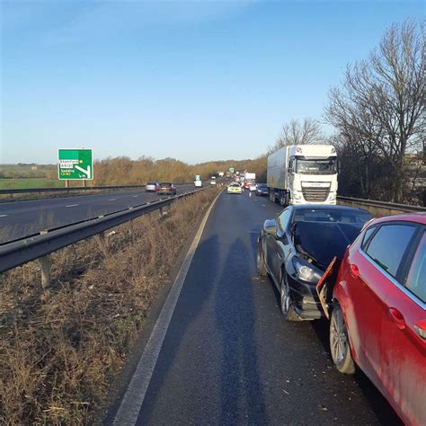 She was actually sunk twice: Crash on the A1 southbound at Stamford