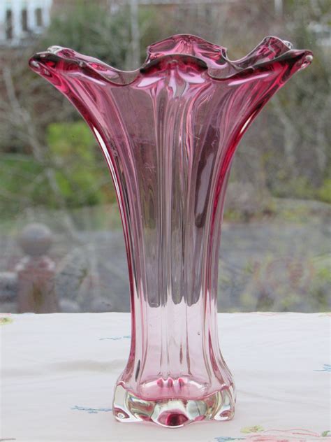 Vintage Pink Glass Vase Retro Coloured Glass Vase Mid Etsy Uk Pink