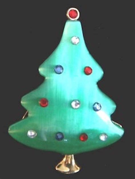 Rare Vintage Liz Claiborne Christmas Tree Pin Scarce Satin Glass