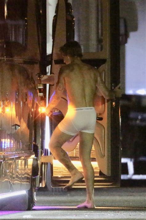 Justin Bieber Runs Around Downtown LA In Just His Calvin Klein Underwear After Shooting Music