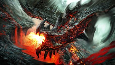 Dragon Fire Artwork Fantasy Art Lava Creature Wallpapers Hd