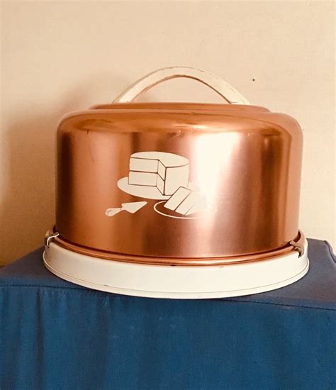 Cake Carrier Copper Metal Cake Taker Vintage Kitchen Mid Etsy Cake