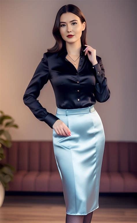 blouse and skirt dress skirt office attire women satin pencil skirt modern pinup female