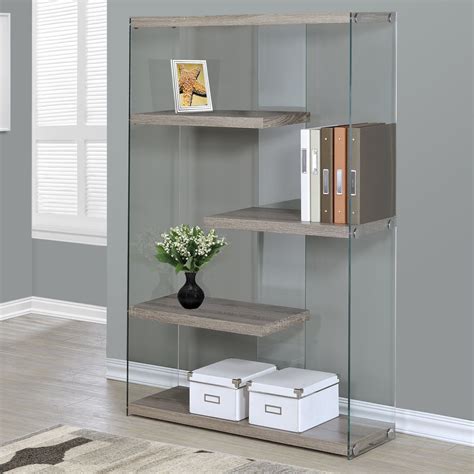 Monarch 60 In Bookcase With Tempered Glass Glass Bookcase Floating Shelves Contemporary
