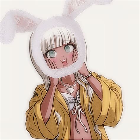 An Anime Character With Bunny Ears On Her Head Looking Through A