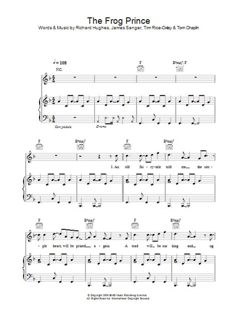 Keane The Frog Prince Sheet Music Pdf Notes Chords Rock Score