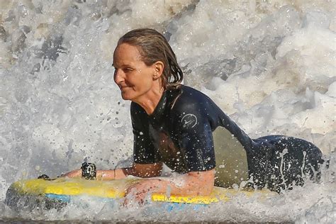 Helen Hunt Bodyboarding At A Beach In Malibu Gotceleb