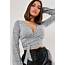 Gray Jersey Wrap Front Tie Side Top  Missguided