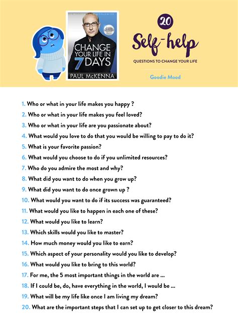 20 Self Help Questions To Change Your Life Goodie Mood